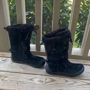 The North Face Black Suede Fur-Lined Winter Boots Waterproof 8